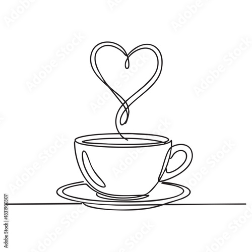Amazing tea cup vector line art illustration