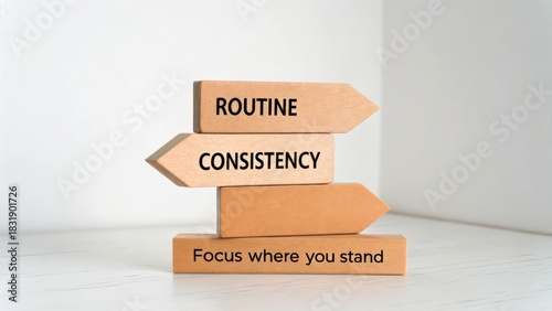 Wooden Arrows with Inspiring Words and a Focus on Direction