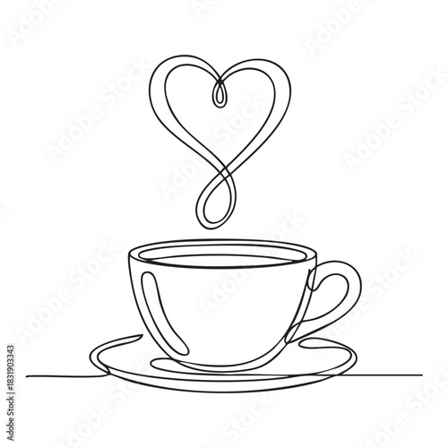 Creative tea cup vector line art illustration