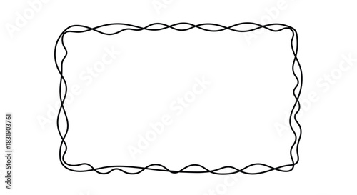 Simple hand-drawn rectangular frame with a continuous wavy and irregular line border, isolated on a white background for text.