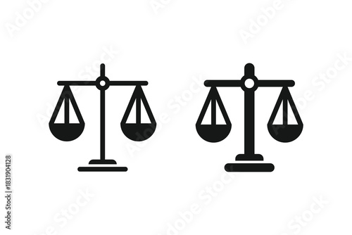 Scales of justice icons vector set. Justice scales icon. Scale balanced symbol icon set