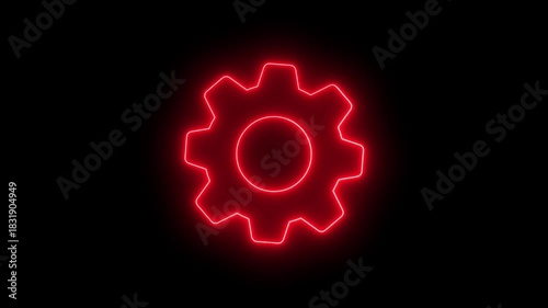 Neon line Management setting gear maintenance and fixing symbol animation. gear mechanism wheel for teamwork success and technology concept. 4K video