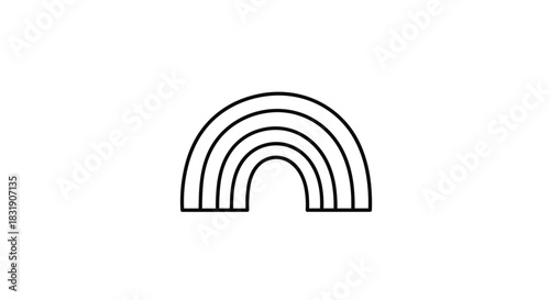 Simple and minimalist black outline drawing of a four-band rainbow, presented in a clean, modern style on a white background.