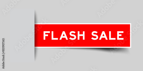 Red color square shape sticker label with word flash sale inserted in gray background