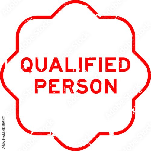 Grunge red qualified person word square rubber seal stamp on white background
