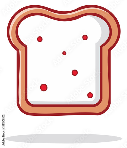 Toast with Spots Illustration, Piece of Baked Bread with Red Spots, Toasted Bread Breakfast Treat