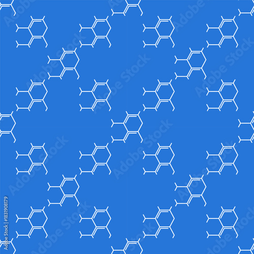 Chemistry hexagonal molecular formula vector Science seamless pattern in thin line style
