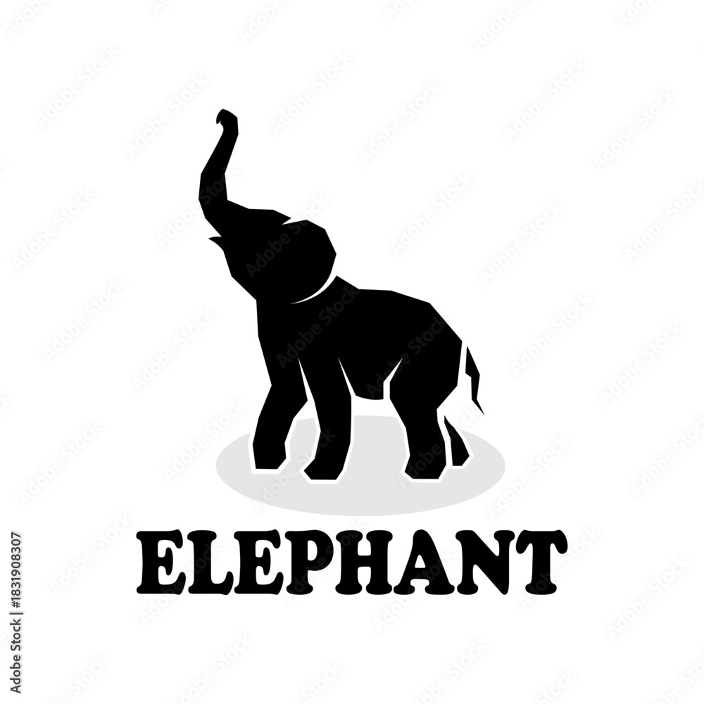 Obraz premium Symbol of an elephant erecting its trunk isolated on white