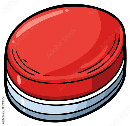 Single Red Button Flat Illustration Isolated on White for Emergency Stop Concepts and System Control Panels