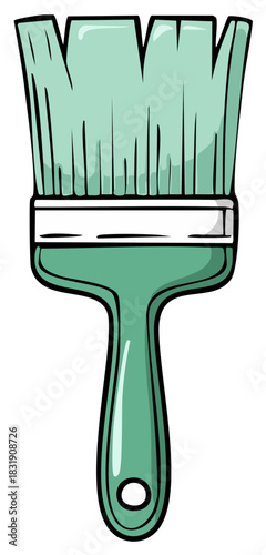Illustration of an Aquamarine Paintbrush for Painting and Decorative Arts Projects