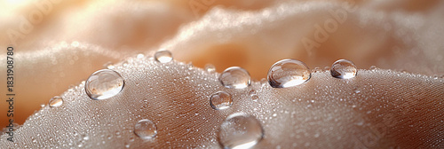 Close-up view of glistening water droplets on fabric Generative AI