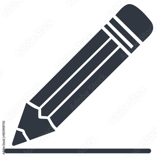 Simple dark gray pencil drawing a horizontal line on a white surface