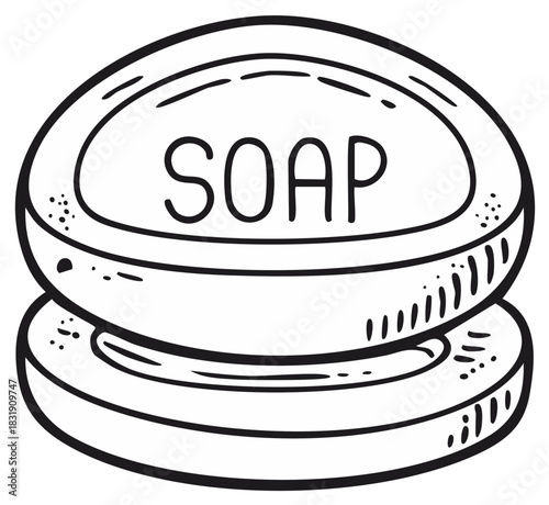 Illustrated bar of soap with the word SOAP