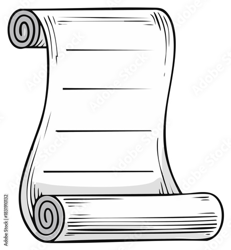 Vintage Scroll with Lined Paper and Rolled Edges