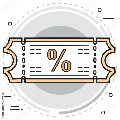 Discount Ticket Design with Percentage Sign Illustration