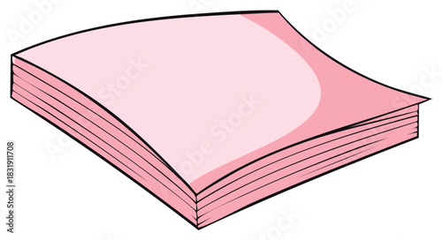 Stack of Pink Paper Sheets Illustration, Multiple Sheets Stacked for Note Taking or Printing