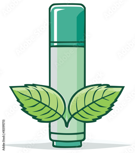 Cartoon Mint Flavored Lip Balm Tube with Green Leaves for Freshness