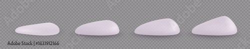 Different sizes of silicone breast implant teardrop shape, realistic breast implant, vector plastic surgery infographic