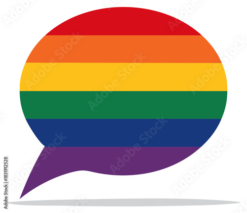 Free Download Colorful rainbow flag striped speech bubble promoting LGBTQ pride and inclusive communication - GFXLoad