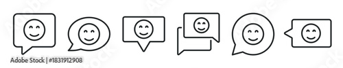 Positive chat thin line icon set. Web minimal editable stroke icons
