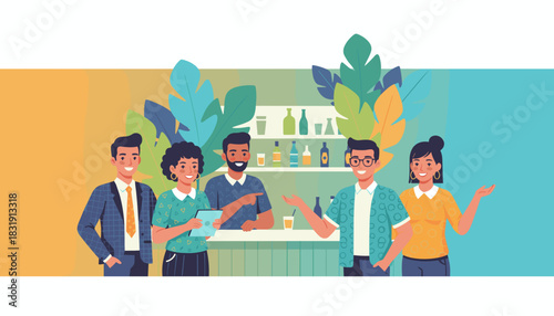 Diverse group socializing at a barlounge Networking friendship or business meeting