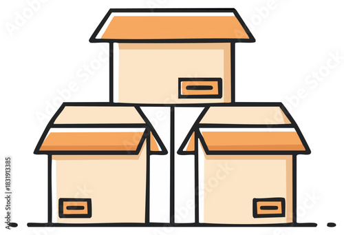 Stacked Cardboard Boxes Icon Style for Shipping and Delivery Needs