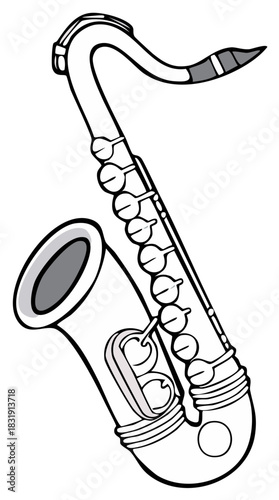 Detailed Saxophone Line Art Illustration Musical Instrument Wind Instrument Horn