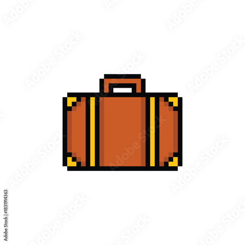 pixel art suitcase 8 bit vector icon for computer game logo