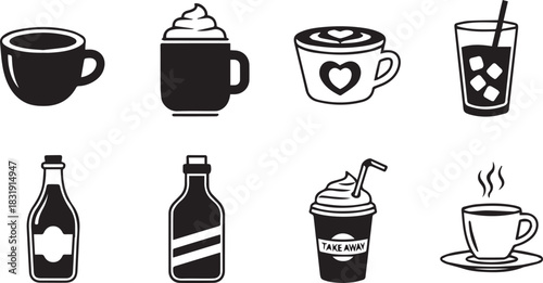 Beverage Icons Collection coffee cup hot chocolate