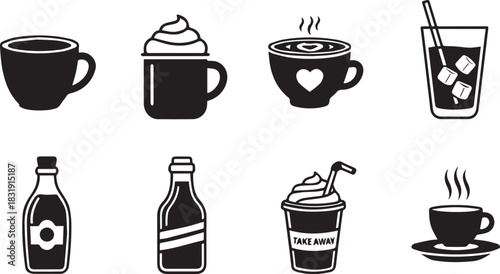 Coffee and Drink Icons Set vector illustration