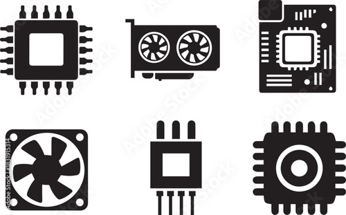 Computer Hardware Icons Set vector illustration