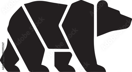 Monochrome Geometric Bear Illustration A Strong and Modern Wildlife Silhouette