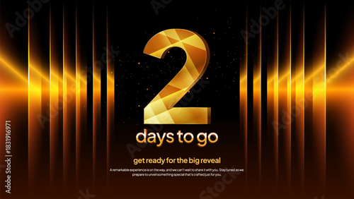 Golden Countdown Number 2 - Elegant Two Days to Go Event Teaser and Product Launch Background