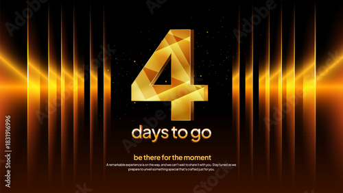 Golden Countdown Number 4 - Luxury Gold Four Days to Go Event Announcement and Promotional Background