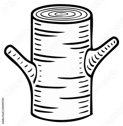 Simple graphic illustration of a tree stump with two protruding branches