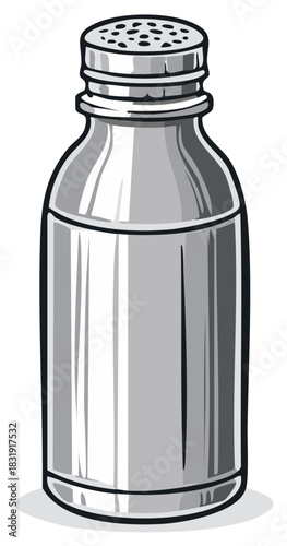 Illustration of Metal Salt Shaker Table Top Spice Kitchen Condiment Preparation