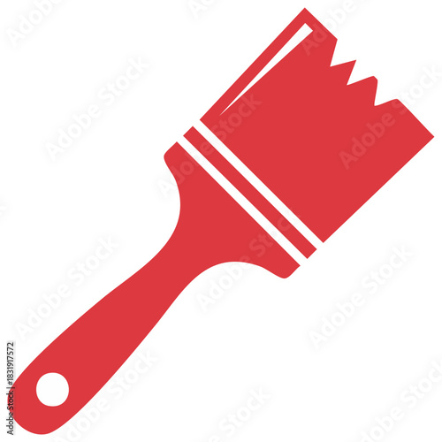 Red paint brush icon illustration, isolated on white background.