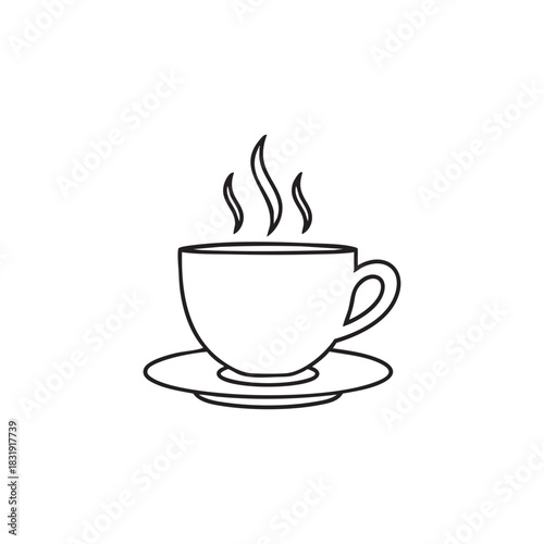 Hot coffee and tea cup vector icons for cafe or restaurant beverage illustrations