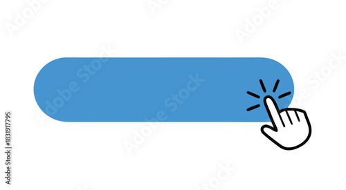 Blue button with click cursor icon 
