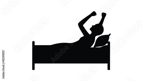 A vector silhouette of people wake up in the morning