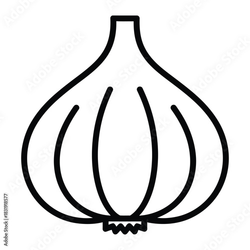 Garlic bulb outline icon for organic produce and culinary recipe UI