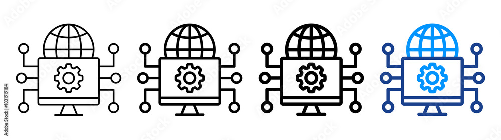 Fototapeta premium Digital Network Icon Different Style Outline Collection Set