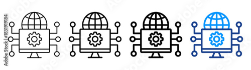 Digital Network Icon Collection Glyph & Mixed Style