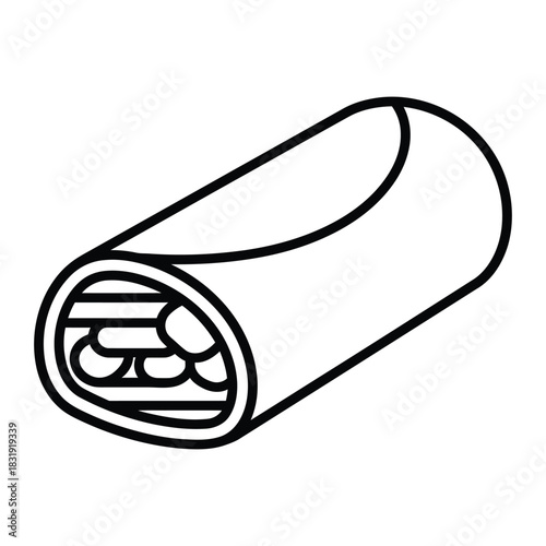 Food Wrap Outline Symbol for Street Food & Takeaway Design