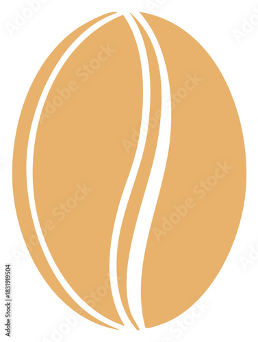 Stylized Coffee Bean Abstract Graphic Design Element with Creamy Hue and White Accent Lines