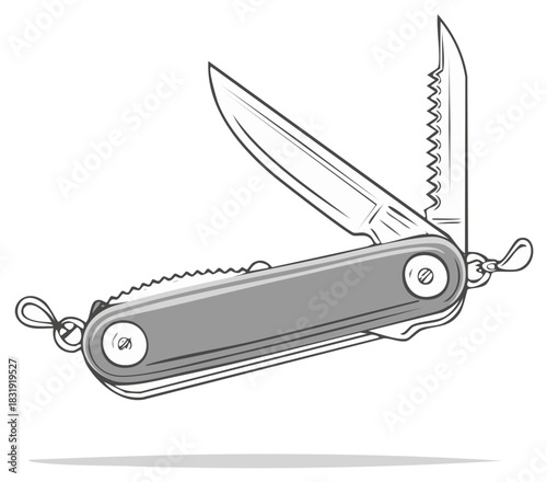 Vector illustration of a multitool knife isolated on a white background