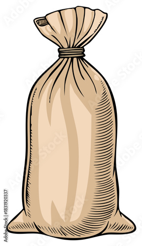 Tied Sack with Cord and Pleats