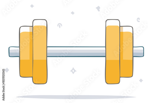 Cartoon dumbbell illustration. Fitness concept. Hand drawn sport equipment. Weight training for strong muscles. Vector element.