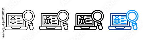Debugging Icon Different Style Outline Collection Set