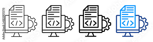 Compiler Icon Different Style Outline Collection Set